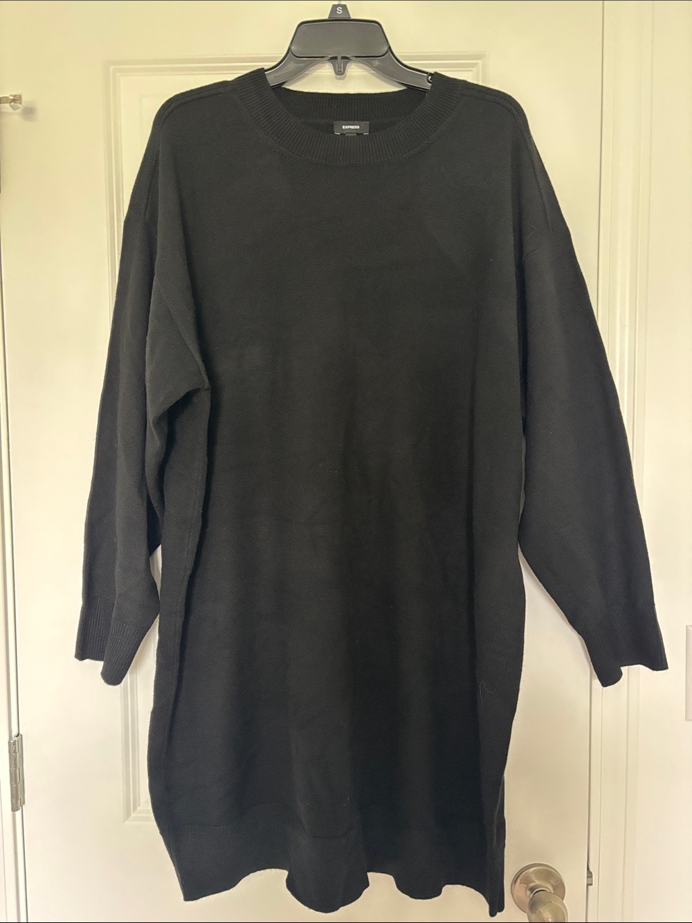 NWT Express Women’s Black Oversized Crewneck Sweater Dress